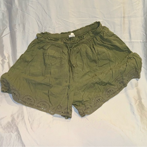 aerie Pants - aerie Olive Green Eyelet Shorts